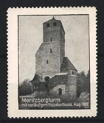 Reklamemarke Moritzberg, Moritzbergturm mit vorläufigem Holzabschluss 1912