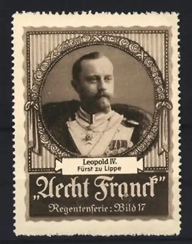 Reklamemarke Aecht Franck Kaffee, Leopold IV., Fürst zu Lippe, Regentenserie, Bild 17