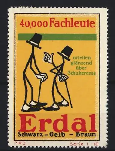 Reklamemarke Erdal Schuhcreme, Zwei Figuren mit Hüten