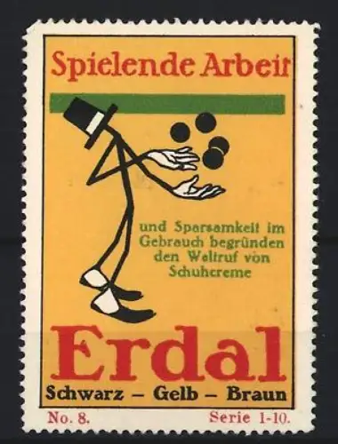 Reklamemarke Erdalk Schuhcreme, Spielende Arbeit, Figur beim Jonglieren