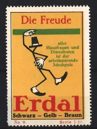Reklamemarke Erdal Schuhputz, Tanzende Figur mit Hut