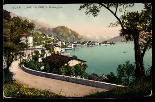 AK Menaggio /Lago di Como, Pittoresca vista sul lago e sulle montagne circostanti