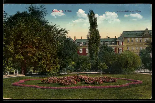 AK Riesa a. Elbe, Kaiser-Wilhelm-Platz