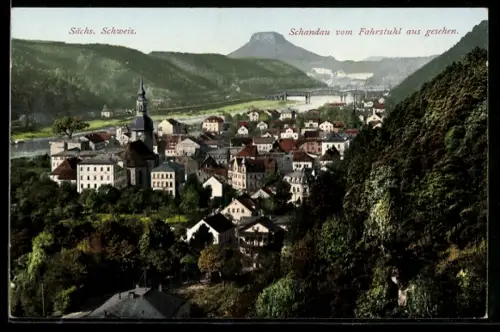 AK Bad Schandau, Schandau vom Fahrstuhl aus
