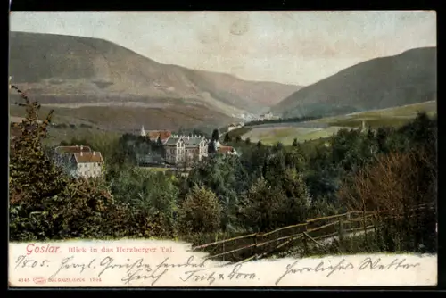 AK Goslar, Blick in das Herzberger Tal, Gebäude