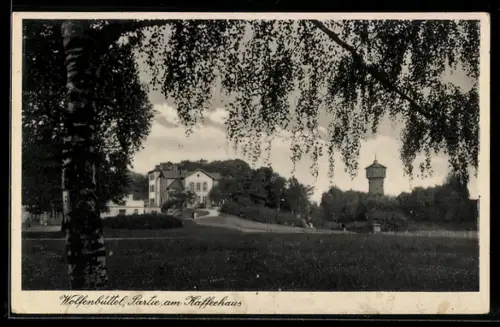 AK Wolfenbüttel, Partie am Kaffeehaus, mit Turm