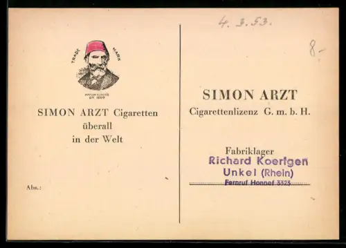 AK Simon Arzt, Cigarettenlizenz GmbH, Herr mit Fez