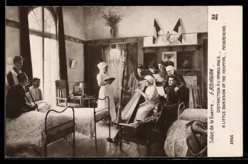 AK Salon de la Guerre, Distraction à l`ambulance, Rotes Kreuz