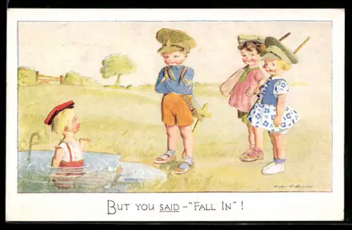 AK Britische Kinder beim Exerzierspiel