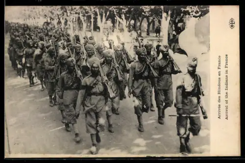 AK Arrival of the Indians in France