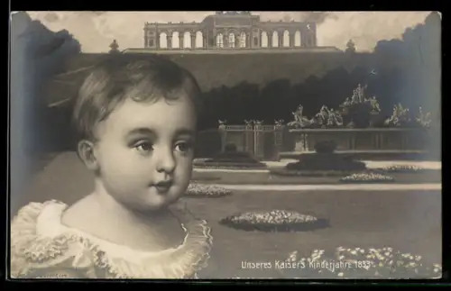 AK Kinderjahre 1833 von Kaiser Franz Josef I. von Österreich, Portrait in ganz jungen Jahren
