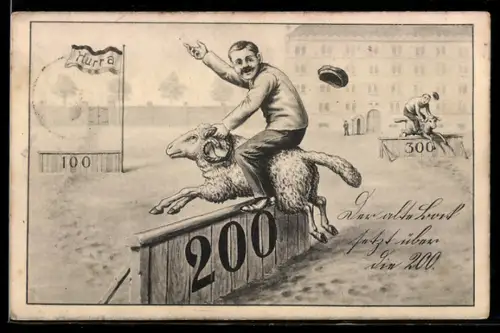 AK Soldat mit noch 200 Tagen Dienstzeit springt mit Hammel über Hindernis