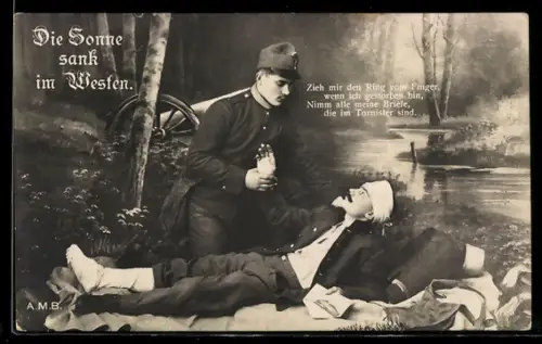 AK Österreichischer Soldat soll all die Besitztümer seines sterbenden Kameraden mit nach Hause nehmen