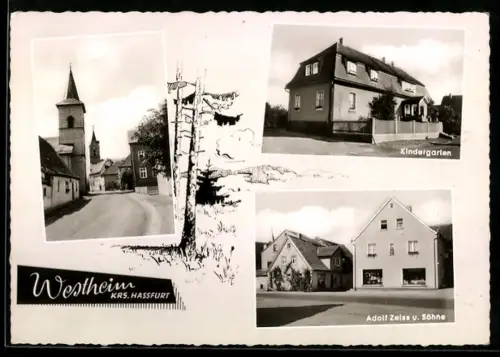 AK Westheim /Hassfurt, Kirche, Kindergarten, Adolf Zeiss u. Söhne