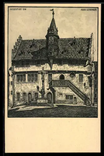 Künstler-AK Ochsenfurt a. M., Das Rathaus