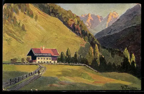 Künstler-AK sign. H. Tasser: Oberaudorf, Gasthaus St. Georg