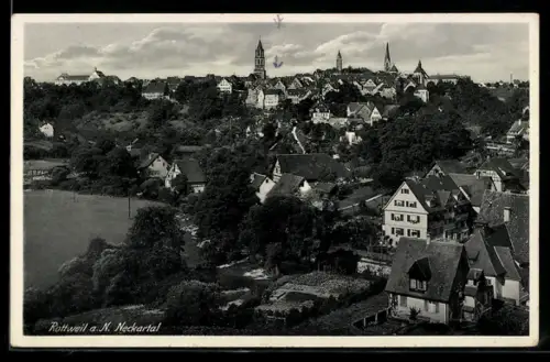 AK Rottweil a. N., Neckartal, Ortsansicht mit Kirche