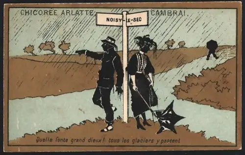 Sammelbild Cambrai, Arlatte & Cie., Chicorée, Zwei Menschen an einer Weggabelung