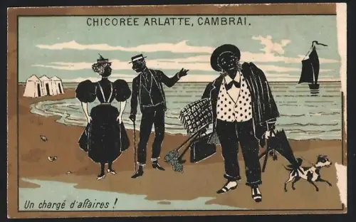 Sammelbild Cambrai, Arlatte & Cie., Chicorée, Mehrere Personen an einem Strand mit Segelboot