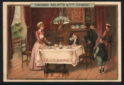 Sammelbild Cambrai, Arlatte & Cie., Chicorée, Szene in einem edlen Speisezimmer