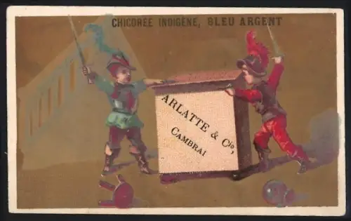 Sammelbild Cambrai, Arlatte & Cie., Chicorée, Kinder in Kostümen und mit Schwertern