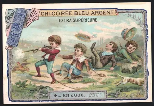 Sammelbild Cambrai, Arlatte & Cie., Chicorée, Kinder bei der Jagd