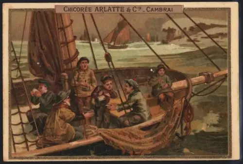 Sammelbild Cambrai, Arlatte & Cie., Chicorée, Kinder auf einem Schiff