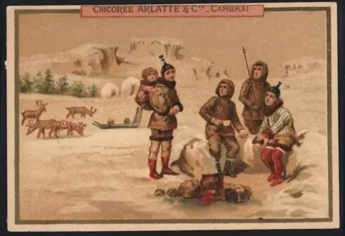 Sammelbild Cambrai, Arlatte & Cie., Chicorée, Menschen im Schnee