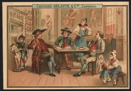 Sammelbild Cambrai, Arlatte & Cie., Chicorée, Szene in einem Gasthaus mit Pfeife