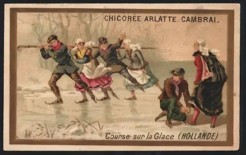 Sammelbild Cambrai, Chicoree Arlatte, Paare beim Schlittschuhlaufen