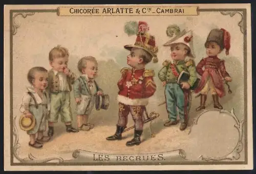 Sammelbild Cambrai, Chicoree Arlatte, Knaben in Uniform verkleidet als Heerführer