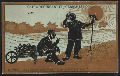 Sammelbild Cambrai, Chicoree Arlatte, Bauern machen Pause während der Feldarbeit