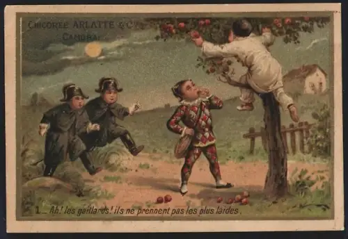 Sammelbild Cambrai, Chicoree Arlatte, Soldaten erwischen Knaben beim Mundraub