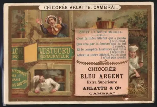 Sammelbild Cambrai, Chicoree Arlatte, Szenen vor einem Restaurant