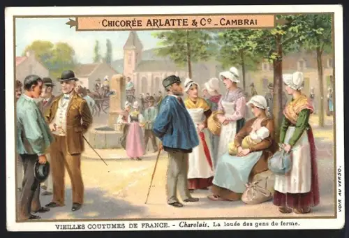 Sammelbild Cambrai, Chicoree Arlatte, Charolais, Damen in Tracht