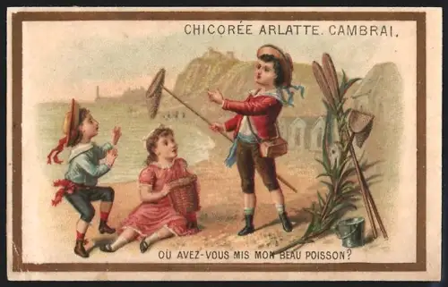 Sammelbild Cambrai, Chicoree Arlatte, Knabe warnt vor giftigen Meeresgetier