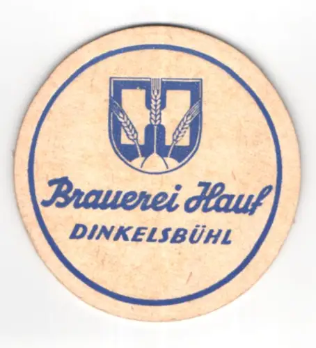 Bierdeckel Dinkelsbühl, Brauerei Hauf, Logo mit Ähren