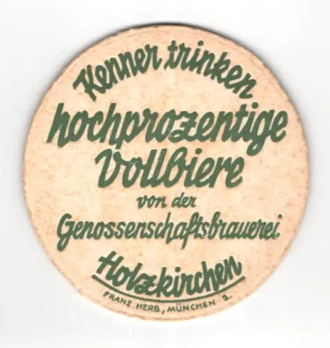 Bierdeckel Holzkirchen, Brauerei-Genossenschaft, Logo mit Ähren