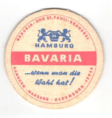 Bierdeckel Hamburg, Bavaria- und St. Pauli-Brauerei, Logo