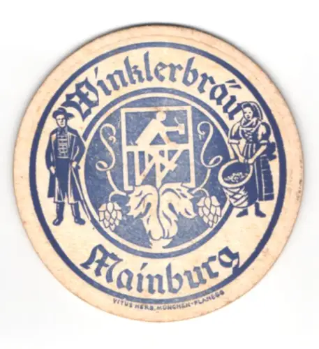 Bierdeckel Mainburg, Winklerbräu, Das gute Hallertauer, Logo mit Hopfen