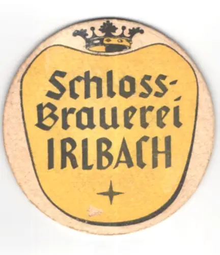 Bierdeckel Irlbach, Schlossbrauerei, Krone