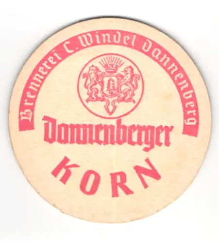 Bierdeckel Dannenberg, Brennerei C. Windel, Dannenberger Korn