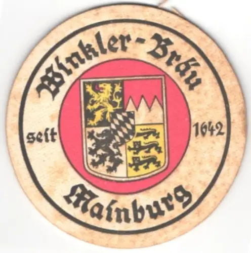 Bierdeckel Mainburg, Winkler-Bräu, seit 1642, Wappen