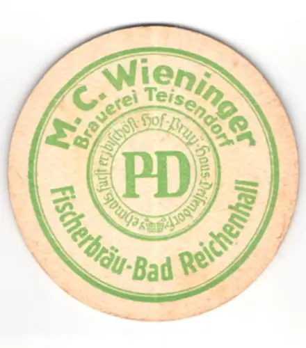 Bierdeckel Teisendorf, Brauerei M. C. Wieninger, Fischerbräu Bad Reichenhall