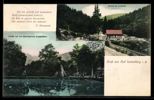 AK Bad Lauterberg i. H., Partie im Luttertal, Partie bei der Oberförsterei Kupferhütte