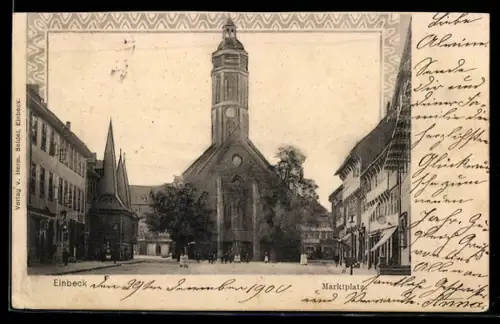AK Einbeck, Marktplatz und Kirche, Panorama