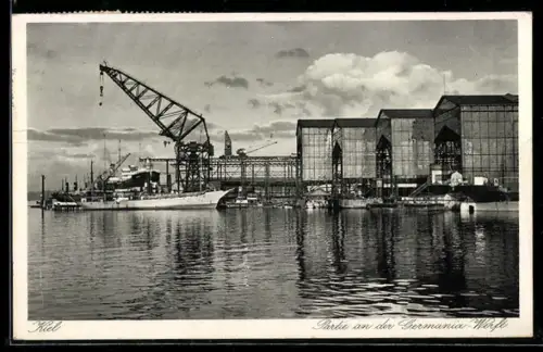 AK Kiel, Partie an der Germania-Werft, Panorama