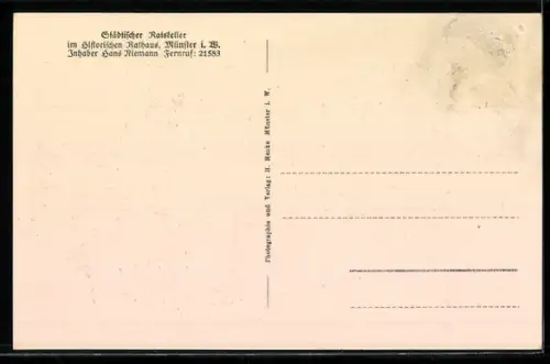 AK Münster i. W., Rathaus, Gaststätte Städt. Ratskeller H. Riemann, Hansezimmer