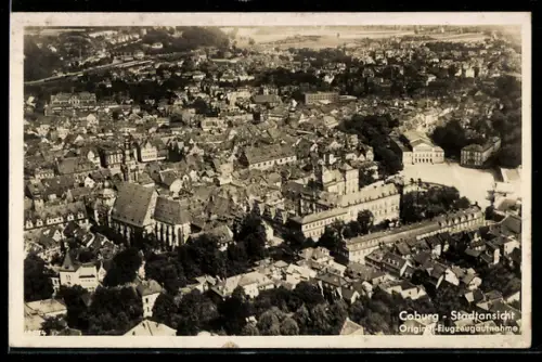AK Coburg, Stadtansicht, Original-Flugzeugaufnahme