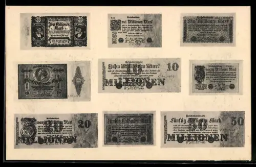 AK Verschiedene Geldscheine der Reichsbank